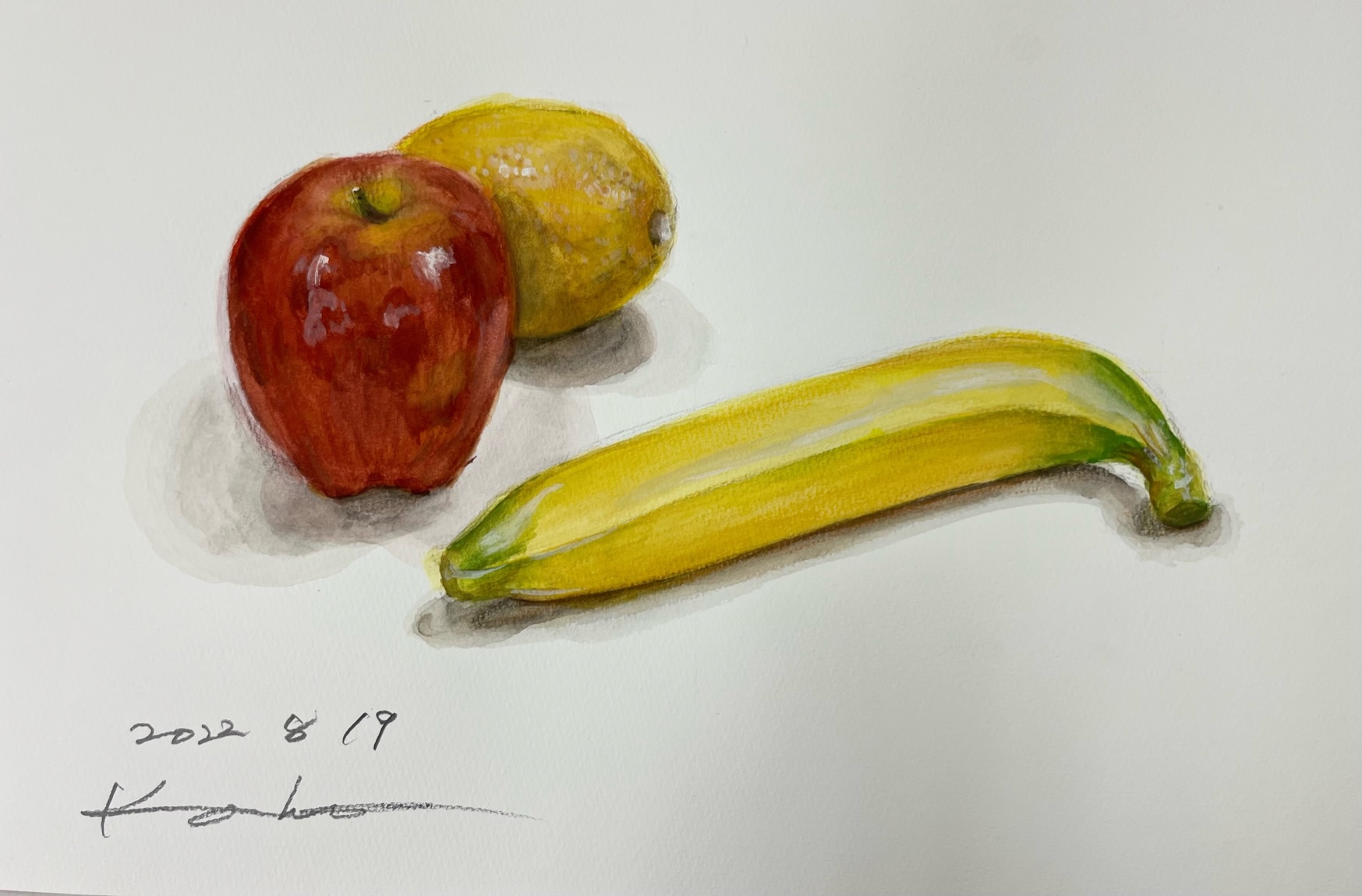 油絵 封じ込め 静物画 バナナ ドローイング